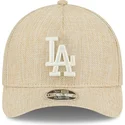beige-gebogene-snapback-kappe-9forty-m-crown-a-frame-cotton-weave-der-los-angeles-dodgers-mlb-von-new-era