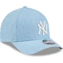 hellblaue-gebogene-snapback-kappe-9forty-m-crown-a-frame-cotton-weave-der-new-york-yankees-mlb-von-new-era