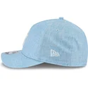 hellblaue-gebogene-snapback-kappe-9forty-m-crown-a-frame-cotton-weave-der-new-york-yankees-mlb-von-new-era