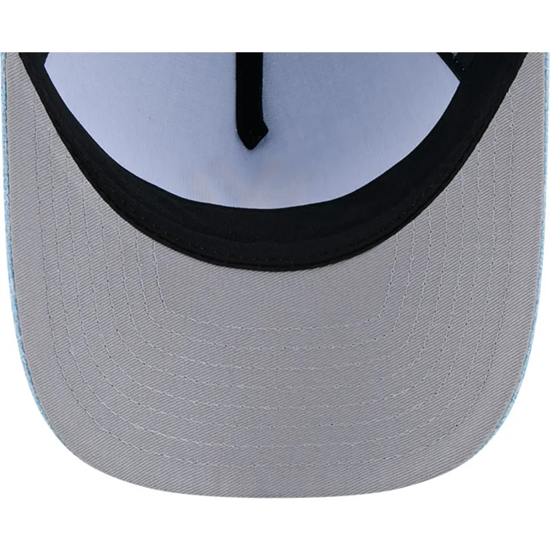 hellblaue-gebogene-snapback-kappe-9forty-m-crown-a-frame-cotton-weave-der-new-york-yankees-mlb-von-new-era