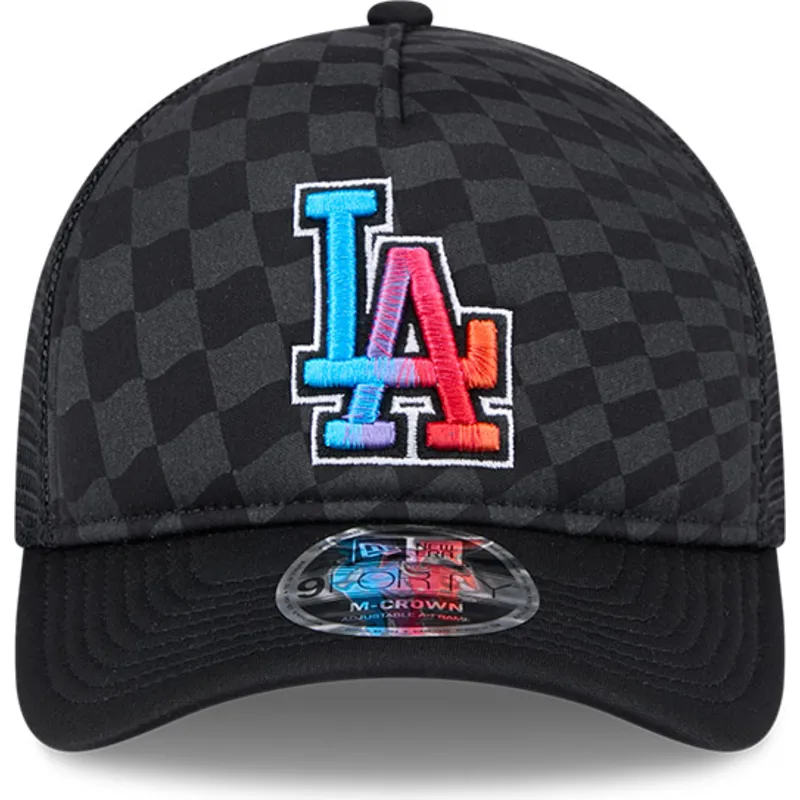 schwarze-trucker-kappe-9forty-m-crown-a-frame-gradient-raceway-los-angeles-dodgers-mlb-von-new-era