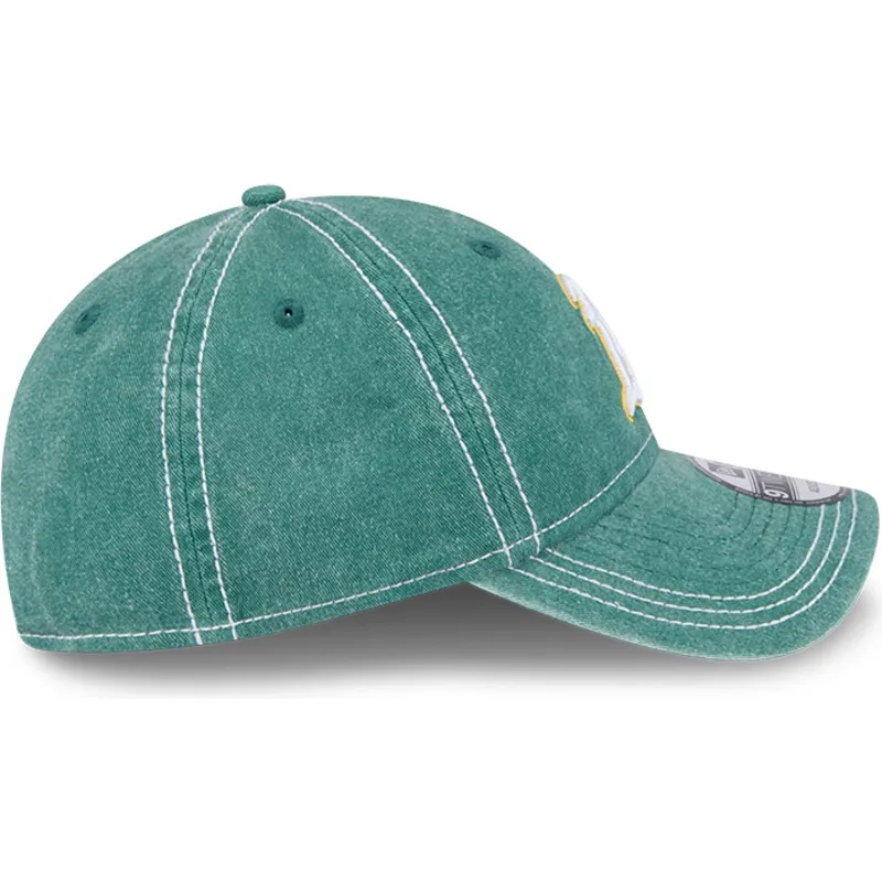 grune-verstellbare-curved-cap-9twenty-washed-contrast-der-oakland-athletics-mlb-von-new-era