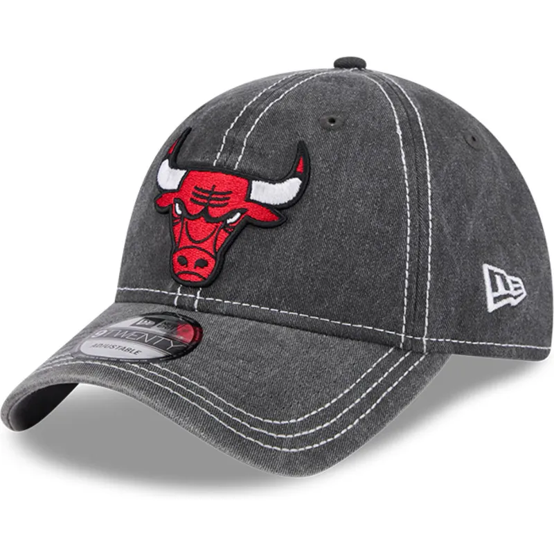 graue-verstellbare-curved-cap-9twenty-washed-contrast-der-chicago-bulls-nba-von-new-era