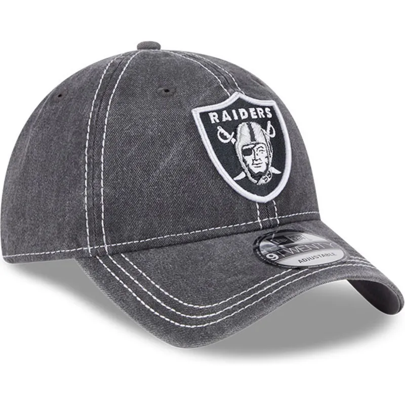 graue-verstellbare-curved-cap-9twenty-washed-contrast-der-las-vegas-raiders-nfl-von-new-era