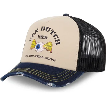 Von Dutch CREW20 beige, schwarze und blaue Trucker-Kappe