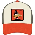 beige-und-orange-gebogene-snapback-kappe-daffy-duck-loo11-daf-looney-tunes-von-capslab