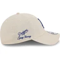 new-era-curved-brim-blue-logo-9twenty-linen-spring-training-fan-pack-2025-los-angeles-dodgers-mlb-beige-adjustable-cap