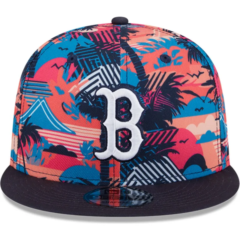 mehrfarbige-flache-snapback-kappe-9fifty-printed-spring-training-fan-pack-2025-der-boston-red-sox-mlb-von-new-era