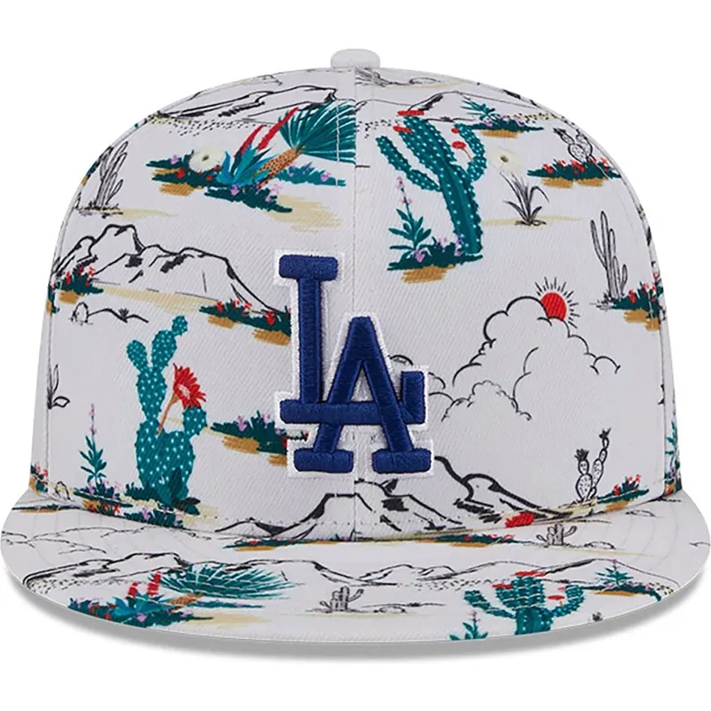 weisse-snapback-flachkappe-9fifty-print-spring-training-fan-pack-2025-der-los-angeles-dodgers-mlb-von-new-era