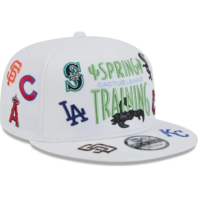 weisse-flache-snapback-kappe-9fifty-scatter-spring-training-fan-pack-2025-von-mlb-cactus-league-logo-von-new-era