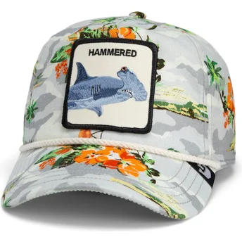 Weiße gebogene Snapback-Kappe Hammerhai Hammered Nailed It Salty Rim The Farm von Goorin Bros.