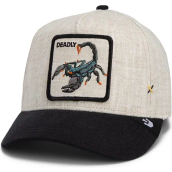 Beige und schwarze Snapback-Kappe Skorpion Deadly Lethal Linen Rugged Comfort The Farm von Goorin Bros.
