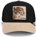trucker-cap-schwarz-und-beige-gepard-warrior-the-suede-cheetah-global-core-micro-suede-the-farm-von-goorin-bros