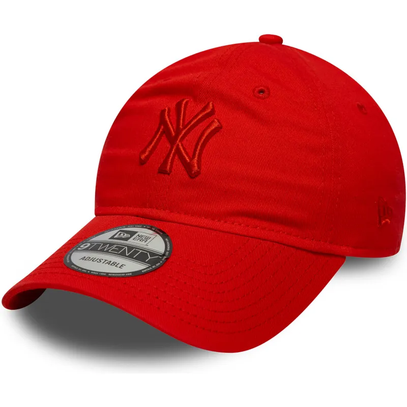 rote-verstellbare-curved-cap-mit-rotem-logo-9twenty-colour-pack-der-new-york-yankees-mlb-von-new-era