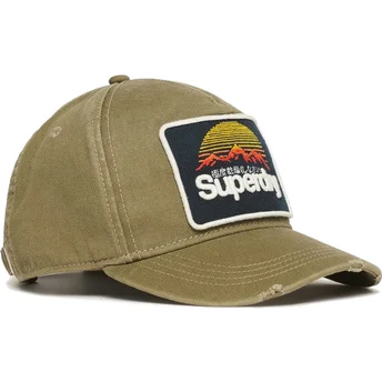 Verstellbare grüne Kappe mit gebogenem Schirm Graphic Khaki von Superdry