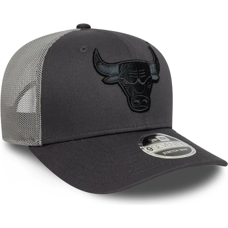 graue-trucker-cap-9seventy-stretch-snap-der-chicago-bulls-nba-von-new-era