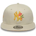 beige-snapback-kappe-9fifty-floral-der-new-york-yankees-mlb-von-new-era