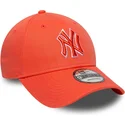 verstellbare-orangefarbene-kappe-mit-gebogenem-schirm-und-orangefarbenem-logo-9forty-team-outline-der-new-york-yankees-mlb-von-n
