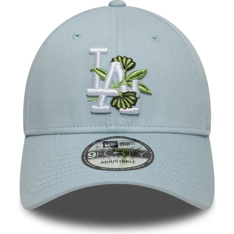 blaue-verstellbare-curved-cap-9forty-floral-icon-der-los-angeles-dodgers-mlb-von-new-era