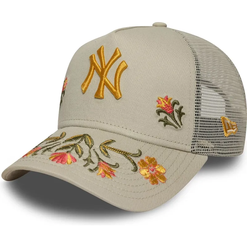 new-era-new-york-yankees-mlb-a-frame-floral-icon-trucker-cap-beige