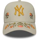 new-era-new-york-yankees-mlb-a-frame-floral-icon-trucker-cap-beige