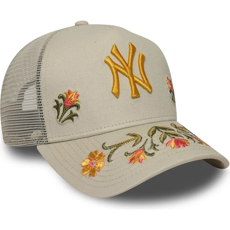 new-era-new-york-yankees-mlb-a-frame-floral-icon-trucker-cap-beige