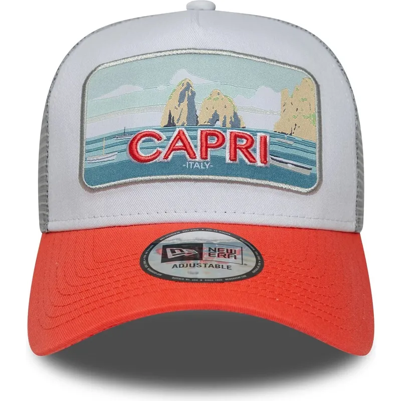 weisse-und-orangefarbene-trucker-cap-capri-italy-a-frame-summer-von-new-era