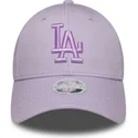violette-verstellbare-curved-cap-fur-damen-mit-violettem-logo-9forty-league-essential-der-los-angeles-dodgers-mlb-von-new-era