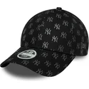 schwarze-gebogene-verstellbare-damenkappe-9forty-monogram-der-new-york-yankees-mlb-von-new-era