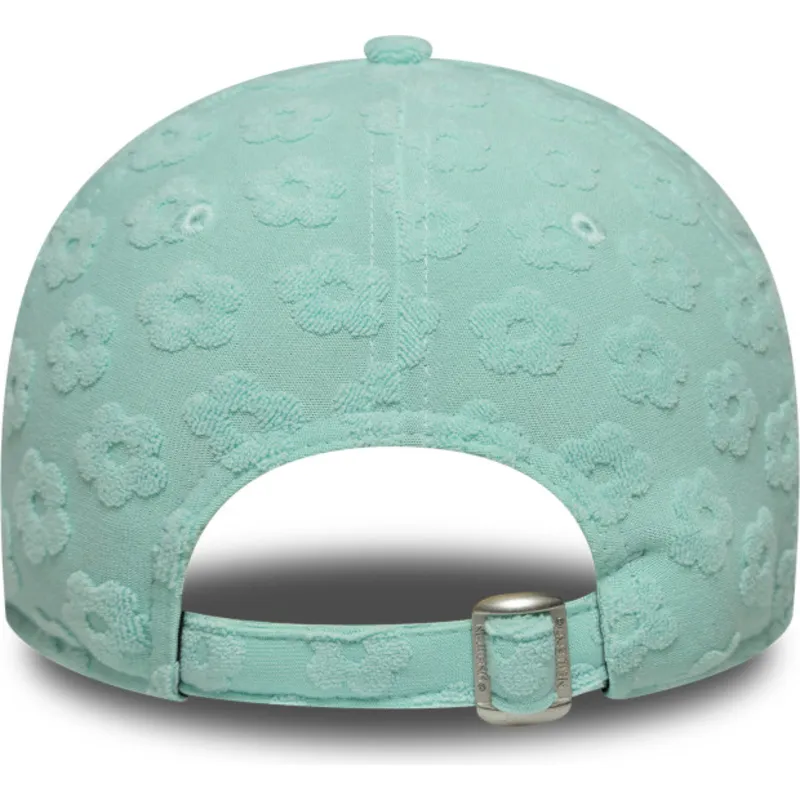 grune-gebogene-verstellbare-damenkappe-9forty-floral-towelling-der-los-angeles-dodgers-mlb-von-new-era