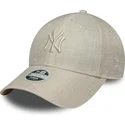 beige-verstellbare-damenkappe-9forty-woven-der-new-york-yankees-mlb-von-new-era
