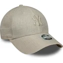 beige-verstellbare-damenkappe-9forty-woven-der-new-york-yankees-mlb-von-new-era