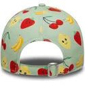 grune-gebogene-verstellbare-kappe-fur-kinder-9forty-all-over-print-fruit-von-new-era