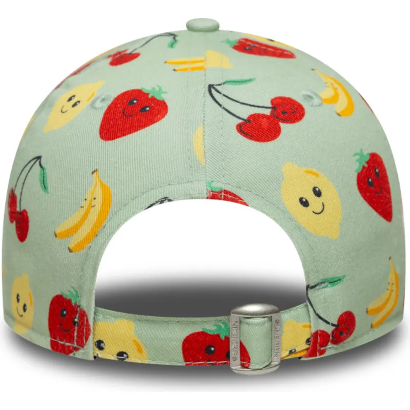 grune-gebogene-verstellbare-kappe-fur-kinder-9forty-all-over-print-fruit-von-new-era
