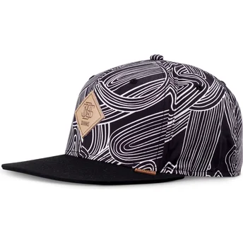 Schwarze Snapback Flatcap MA Pattern von Djinns