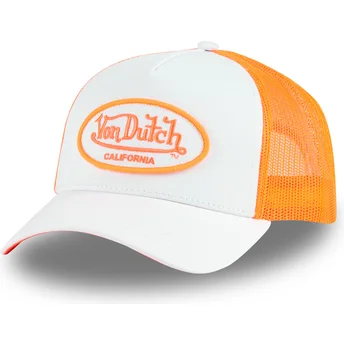 Von Dutch FLUO04 CT weiße und orangefarbene Trucker-Kappe