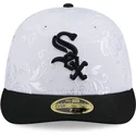 weisse-und-schwarze-flache-fitted-kappe-59fifty-day-low-profile-der-chicago-white-sox-mlb-von-new-era