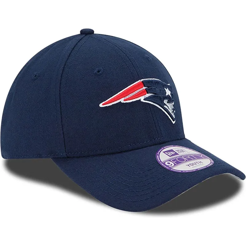marineblaue-gebogene-verstellbare-kinderkappe-9forty-the-league-der-new-england-patriots-nfl-von-new-era