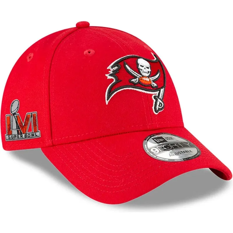rote-gebogene-verstellbare-kinderkappe-9forty-the-league-der-tampa-bay-buccaneers-nfl-von-new-era