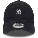 marineblaue-verstellbare-curved-cap-9twenty-mini-logo-washed-der-new-york-yankees-mlb-von-new-era