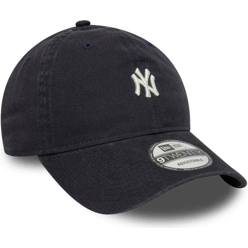 marineblaue-verstellbare-curved-cap-9twenty-mini-logo-washed-der-new-york-yankees-mlb-von-new-era