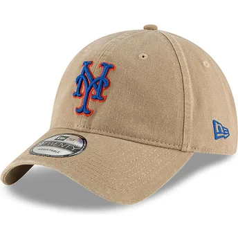 Verstellbare beige gebogene Kappe 9TWENTY Core Classic New York Mets MLB von New Era