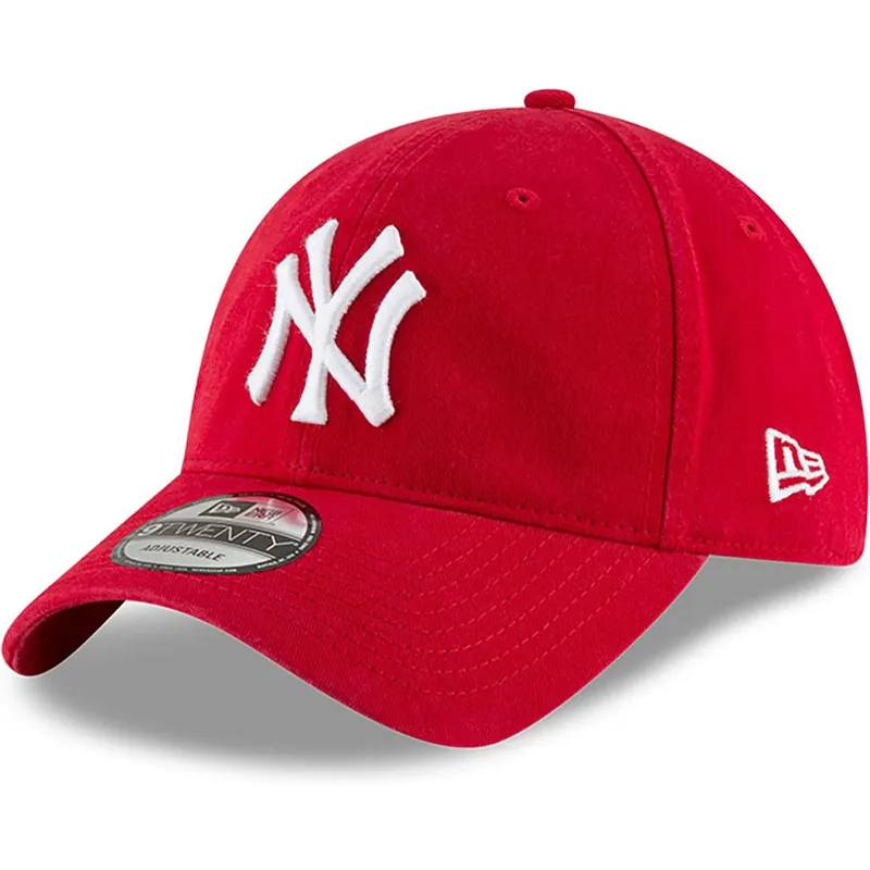 rote-verstellbare-gebogene-kappe-9twenty-core-classic-der-new-york-yankees-mlb-von-new-era