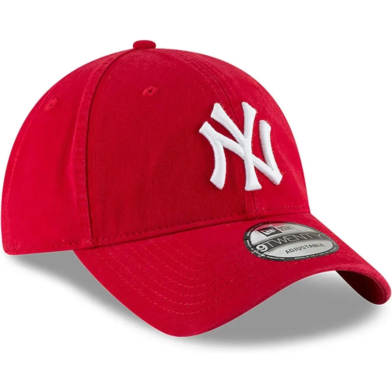 rote-verstellbare-gebogene-kappe-9twenty-core-classic-der-new-york-yankees-mlb-von-new-era