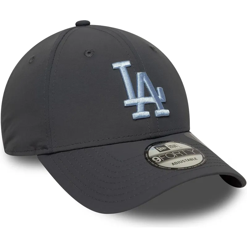 graue-verstellbare-curved-cap-mit-blauem-logo-9forty-recycled-der-los-angeles-dodgers-mlb-von-new-era