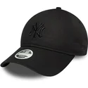 new-era-mlb-new-york-yankees-9twenty-bow-back-damen-verstellbare-schwarze-kappe-mit-gebogenem-schirm-und-schwarzem-logo