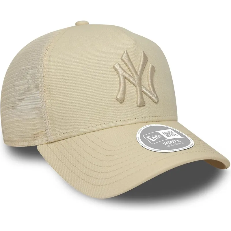beige-trucker-kappe-fur-damen-a-frame-league-essential-der-new-york-yankees-mlb-von-new-era