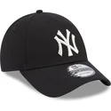verstellbare-schwarze-damenkappe-mit-gebogenem-schirm-9forty-metallic-logo-der-new-york-yankees-mlb-von-new-era