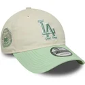 verstellbare-beige-grune-damenkappe-9twenty-world-series-cooperstown-los-angeles-dodgers-mlb-von-new-era