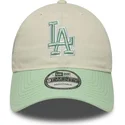 verstellbare-beige-grune-damenkappe-9twenty-world-series-cooperstown-los-angeles-dodgers-mlb-von-new-era